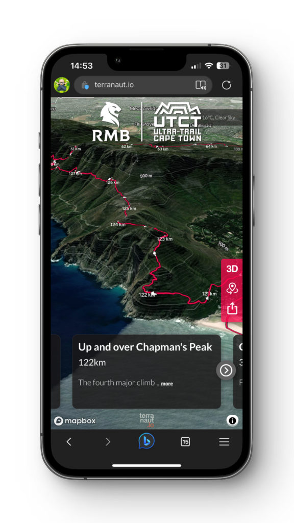 A interactive StoryMap map for RMB Ultra Trail Cape Town